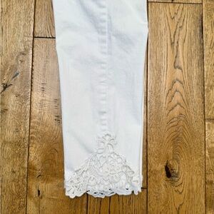 NYDJ. White with side Lace insert at ankles. Size 14.